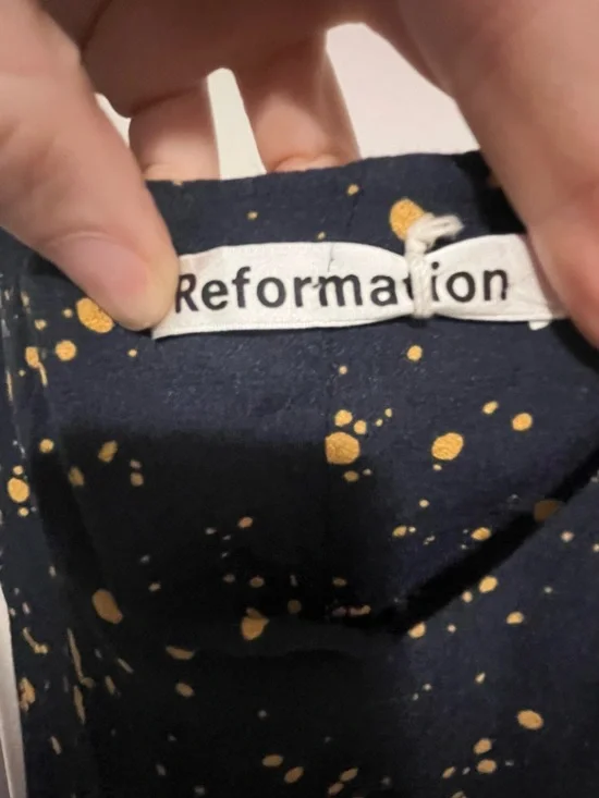 Reformation Black Mini Slip Dress with Gold Splatter - Picture 2 of 2